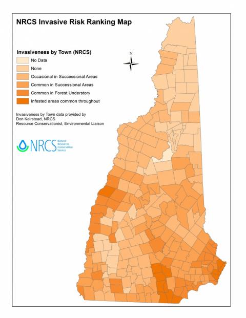 map of risk from invasives by town