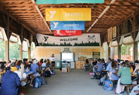 Extension specialist presents to teenagers at YMCA camp