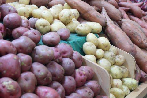 Rows for fresh red potatoes, white potatoes and sweet potatoes.