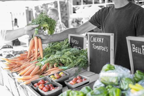 Purchasing at farmers market