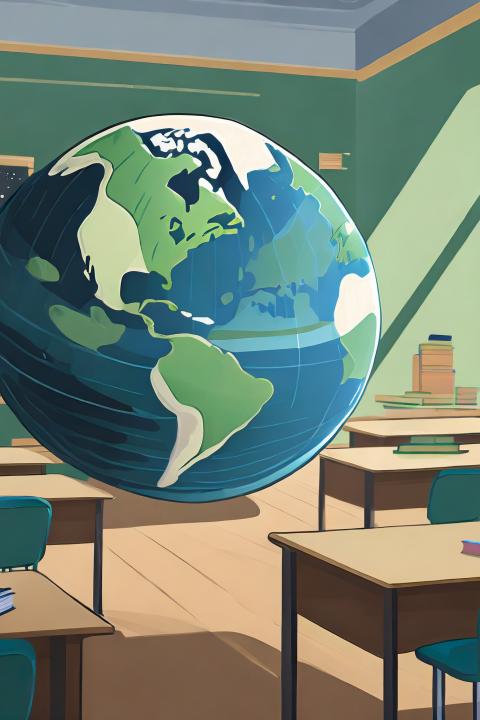  A illustration of the earth from space in a classroom 