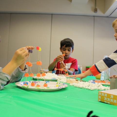 Kids working on a science project.