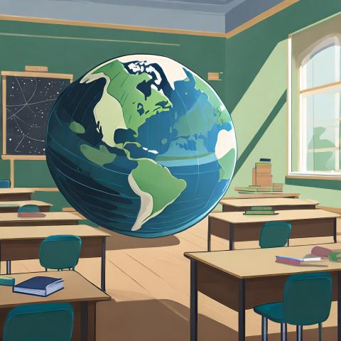  A illustration of the earth from space in a classroom 