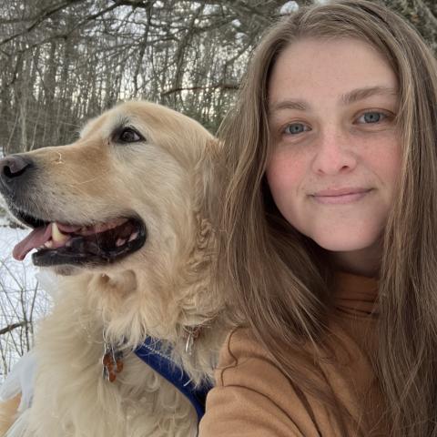 a women and a dog